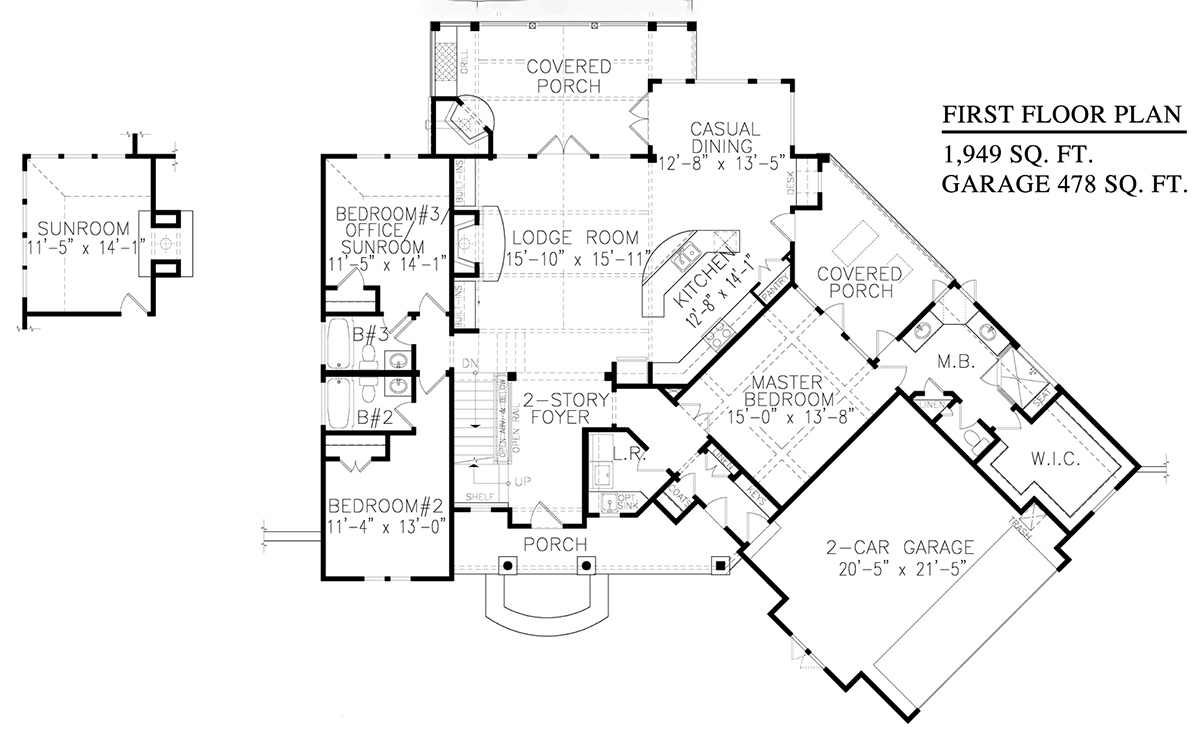 Cabin Cottage Craftsman Level One of Plan 80702