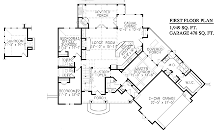 House Plan 80702 First Level Plan