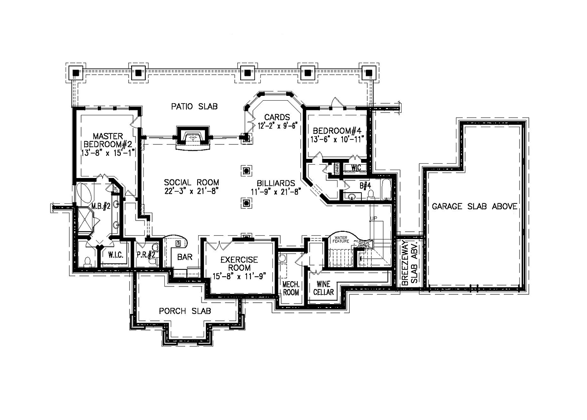 Craftsman Farmhouse Lower Level of Plan 80704