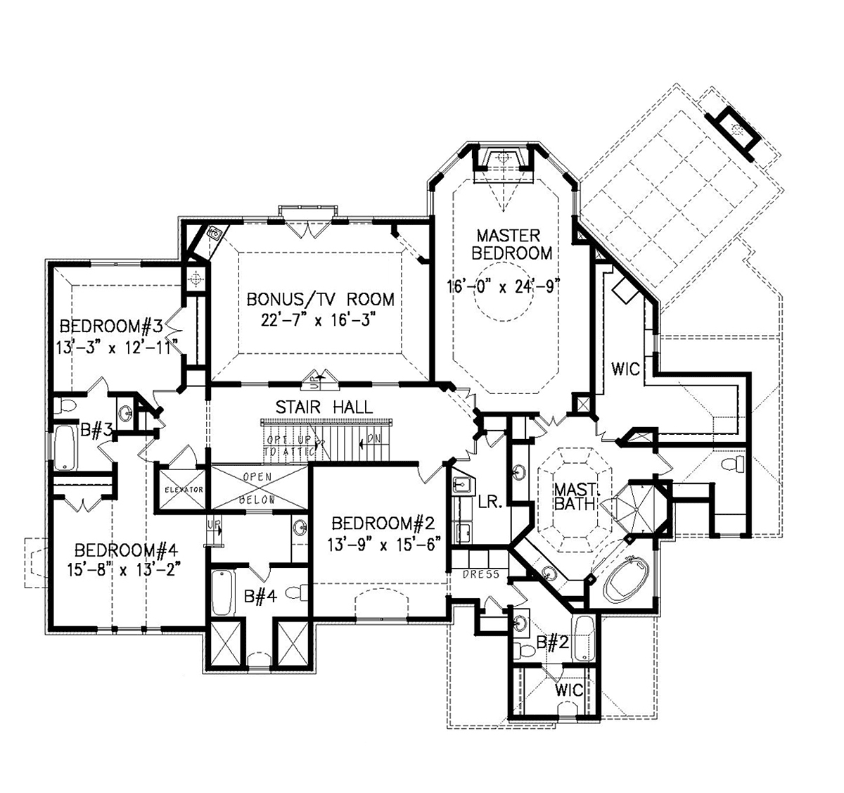 European French Country Traditional Level Two of Plan 80705