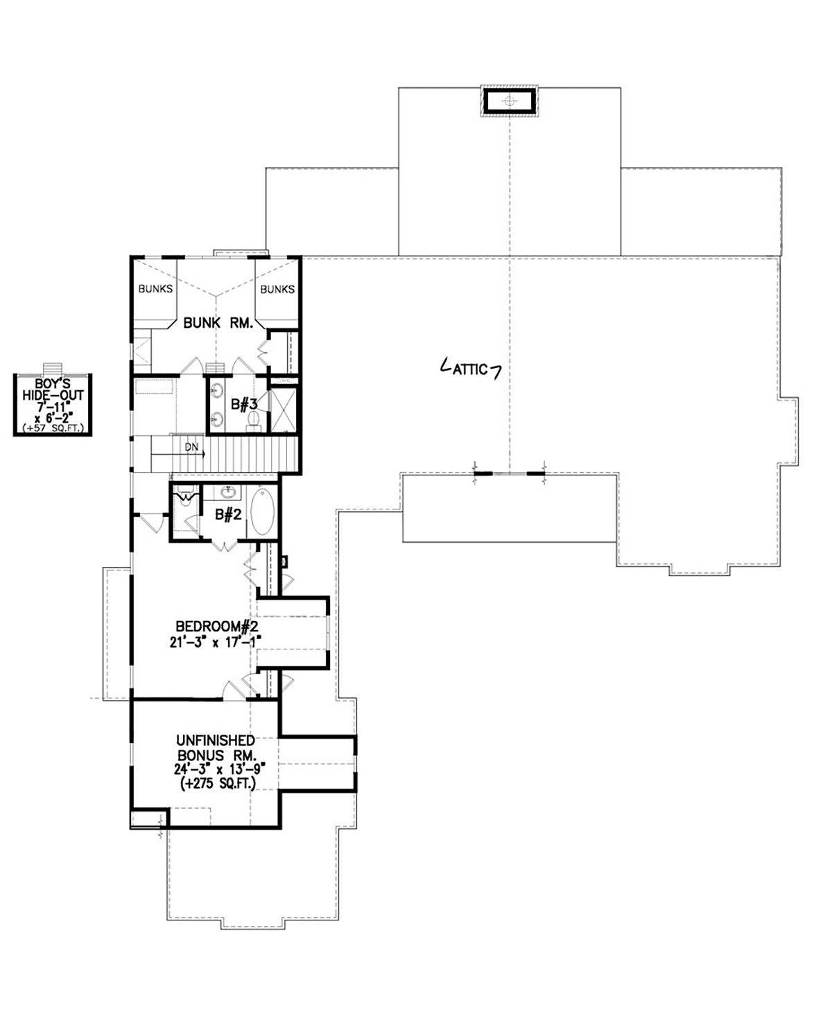 Cottage Craftsman Level Two of Plan 80707