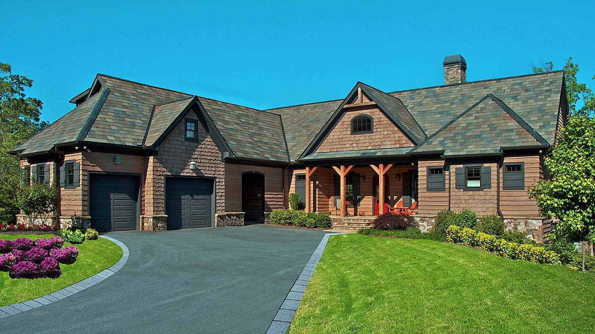 Cabin, Craftsman, Ranch Plan with 2594 Sq. Ft., 3 Bedrooms, 4 Bathrooms, 2 Car Garage Elevation