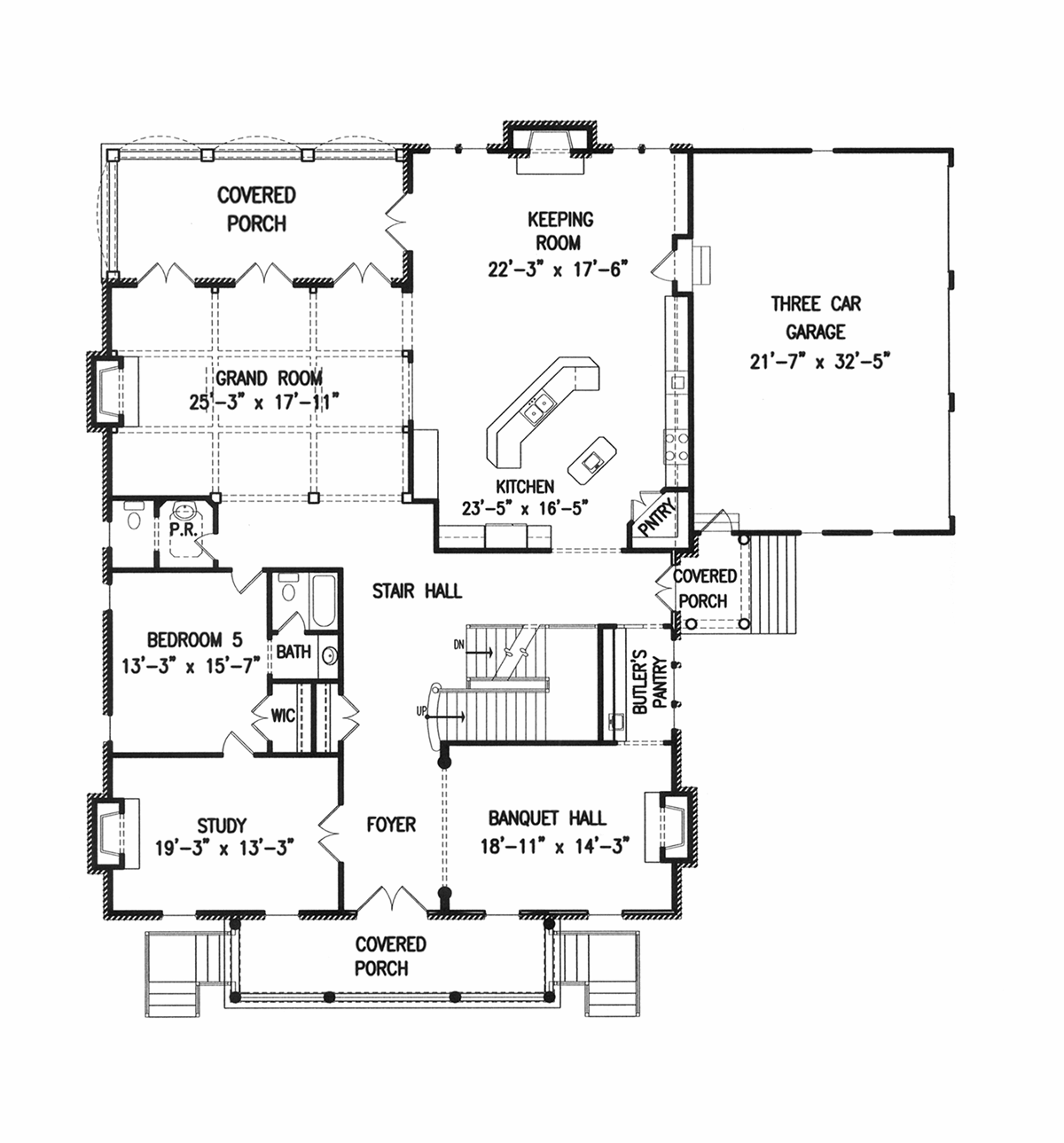 Colonial Plantation Traditional Level One of Plan 80712