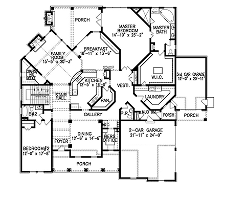 House Plan 80714 First Level Plan
