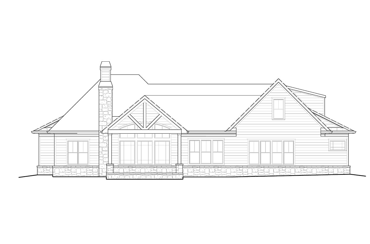 Country Farmhouse Ranch Southern Rear Elevation of Plan 80715