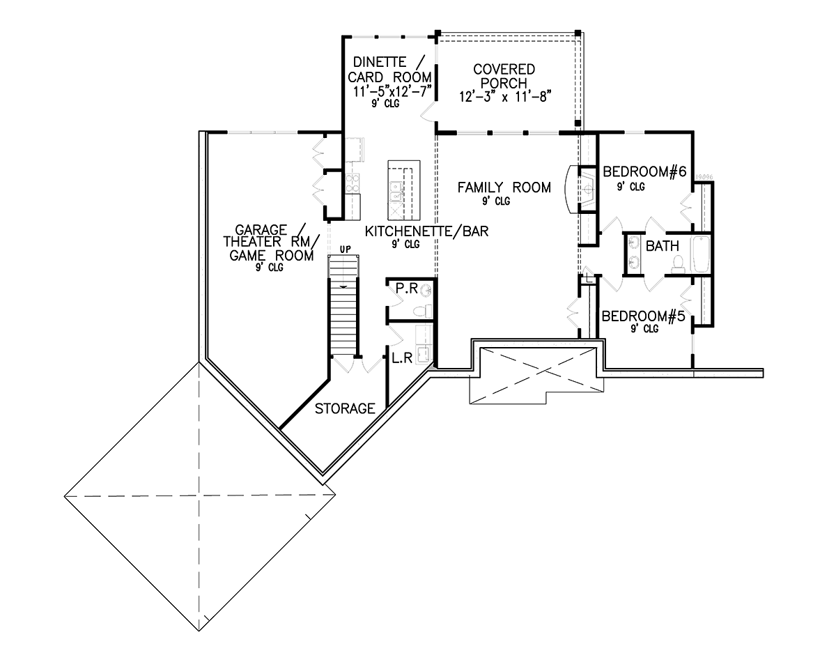 Country Craftsman New American Style Lower Level of Plan 80717