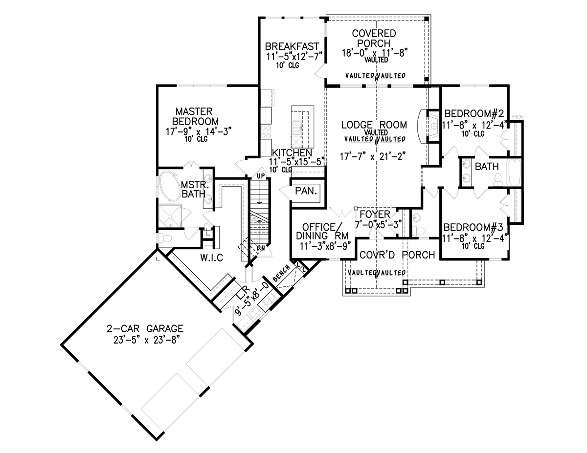 Country Craftsman New American Style Level One of Plan 80717