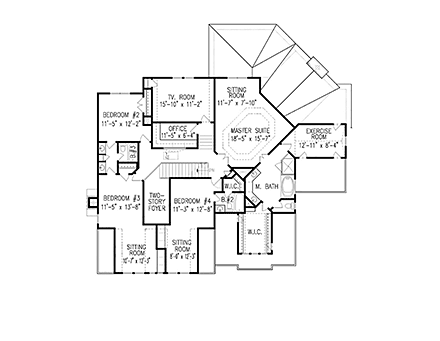 House Plan 80721 Second Level Plan