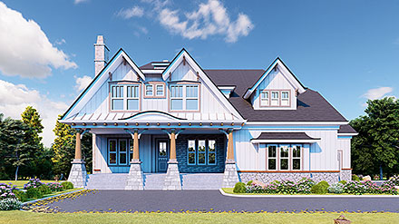 Country Farmhouse Southern Elevation of Plan 80721