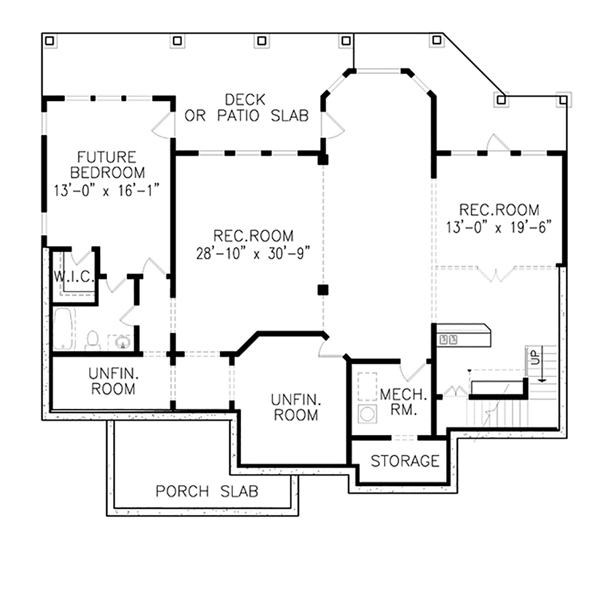 Bungalow Craftsman Lower Level of Plan 80722