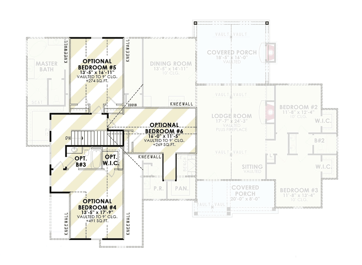 Farmhouse Ranch Southern Level Two of Plan 80723