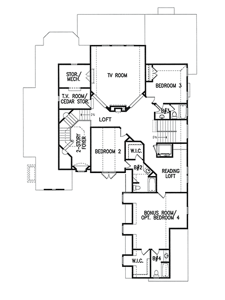 House Plan 80726 Second Level Plan