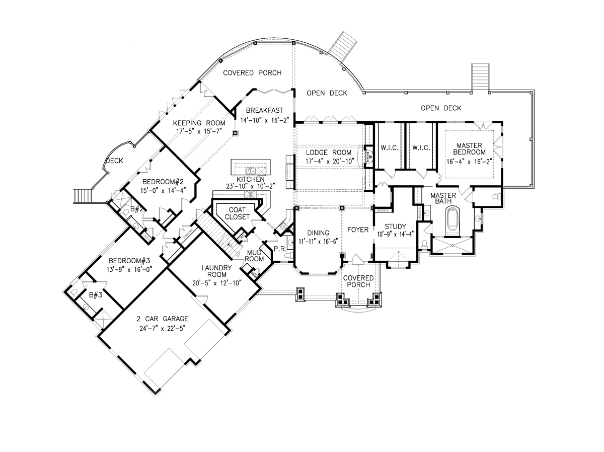 Craftsman New American Style Ranch Level One of Plan 80727