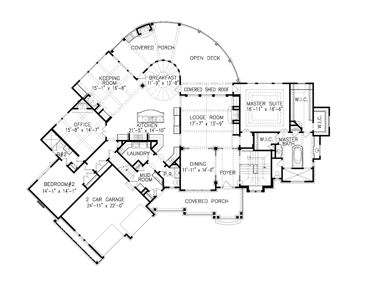 Country Craftsman Farmhouse Southern Level One of Plan 80730