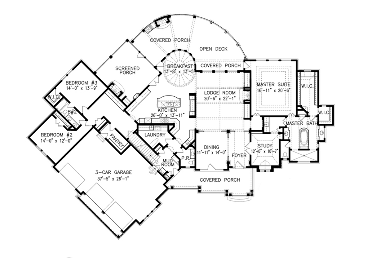 Country Craftsman Farmhouse New American Style Ranch Southern Level One of Plan 80731