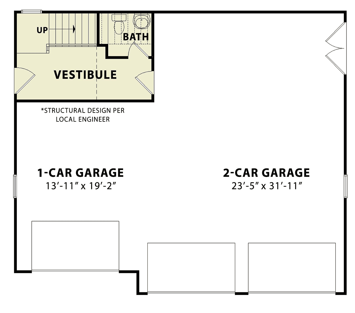 Craftsman, European, French Country 3 Car Garage Plan 80737 Level One
