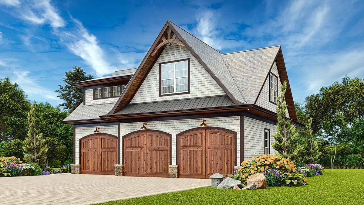 Craftsman, European, French Country Plan with 167 Sq. Ft., 1 Bathrooms, 3 Car Garage Picture 2