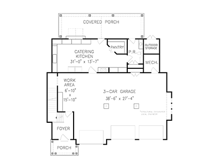 Garage Plan 80739 - 3 Car Garage Apartment First Level Plan