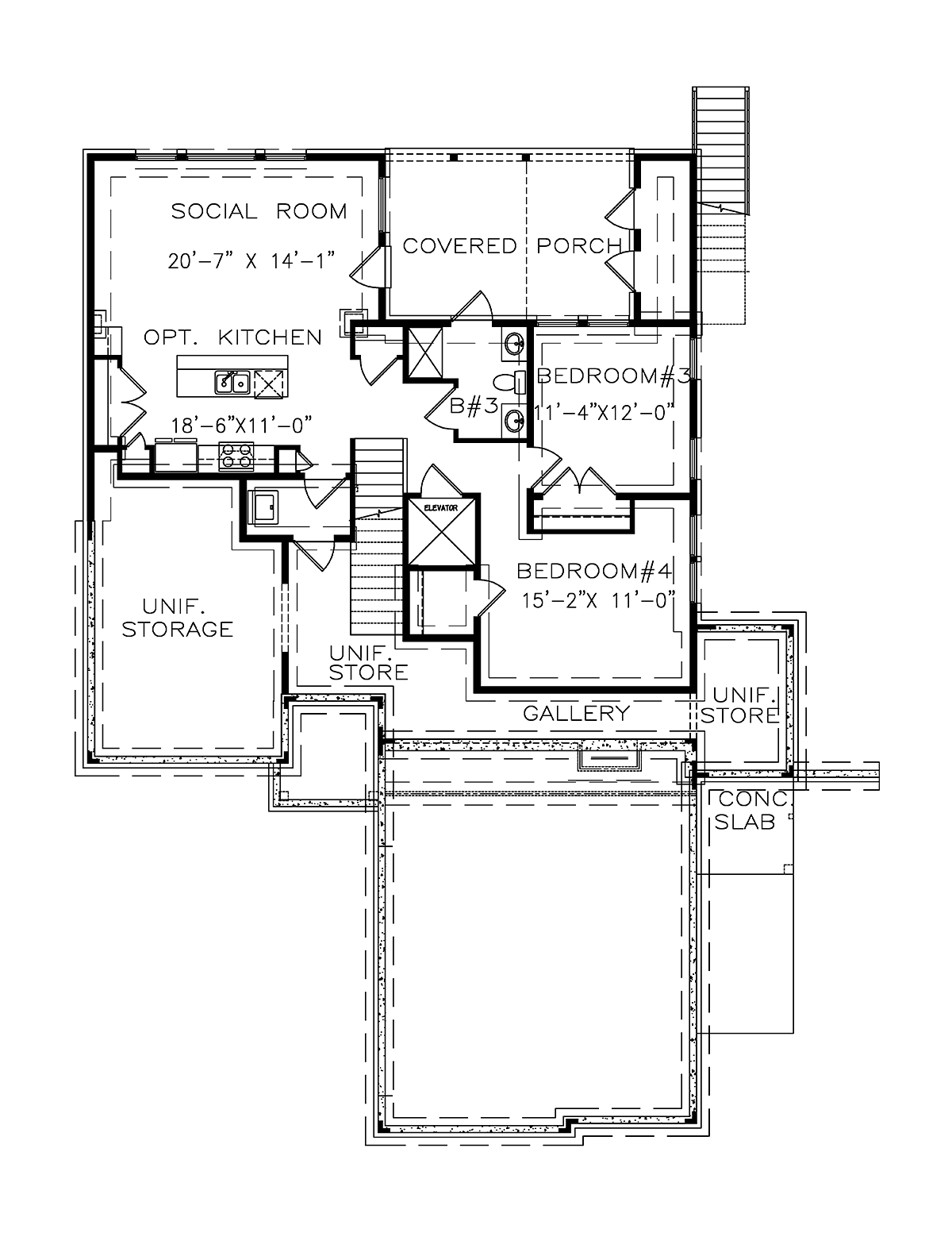 Coastal Country Farmhouse Lower Level of Plan 80742