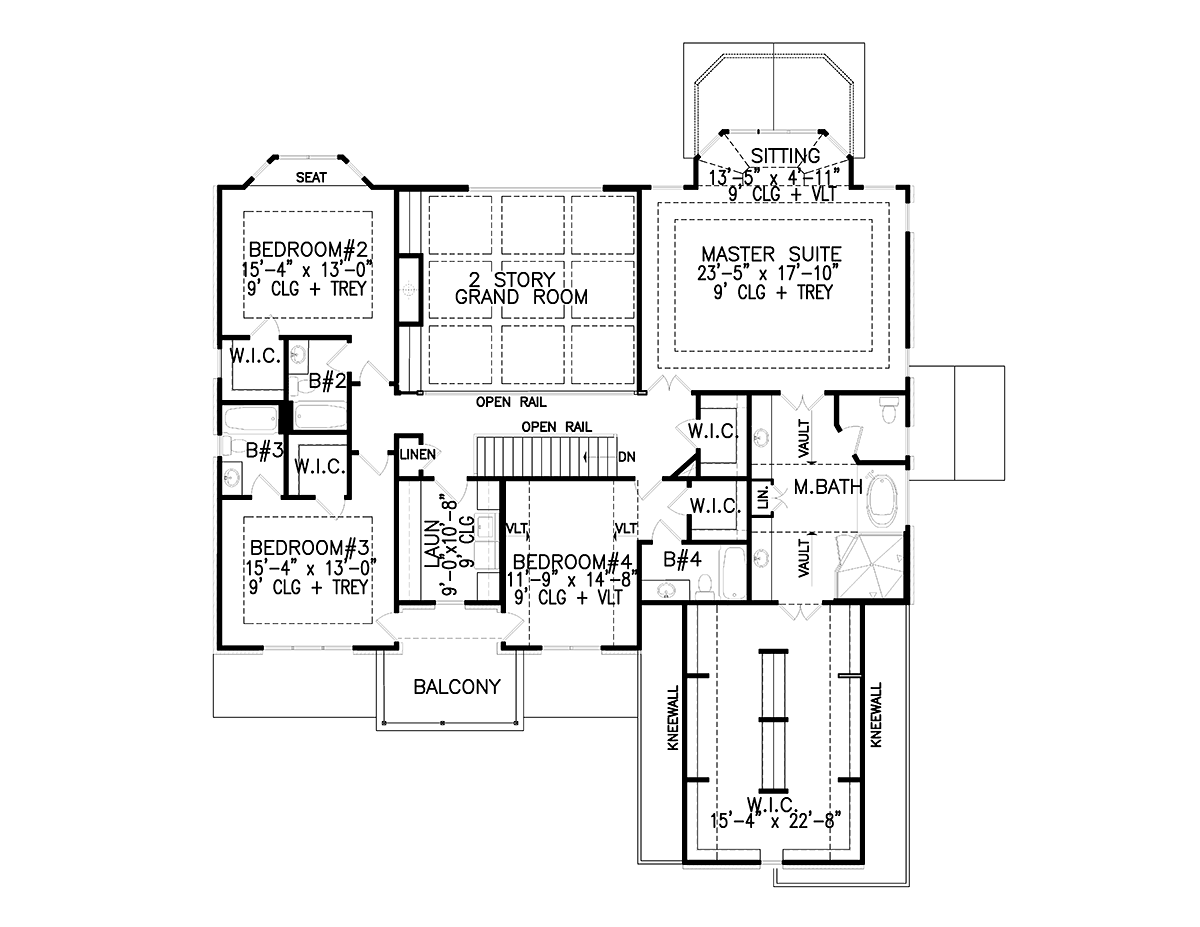 Craftsman New American Style Traditional Level Two of Plan 80743