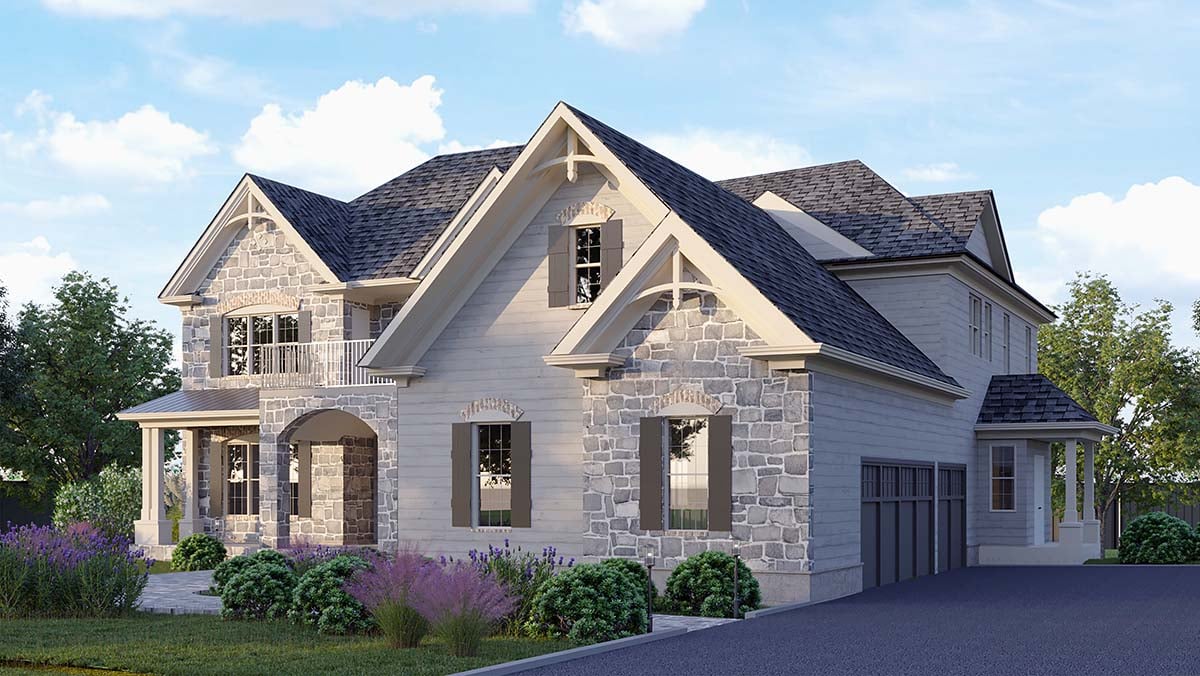 Craftsman, New American Style, Traditional Plan with 4626 Sq. Ft., 4 Bedrooms, 4 Bathrooms, 3 Car Garage Picture 2