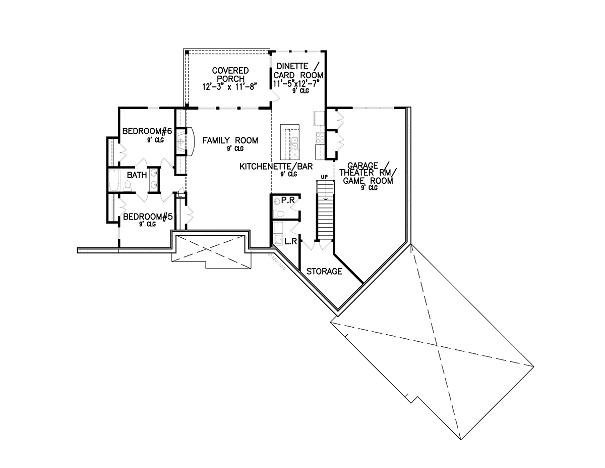 Craftsman New American Style Lower Level of Plan 80745