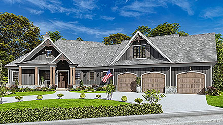 Craftsman New American Style Elevation of Plan 80745