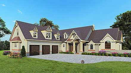 Craftsman New American Elevation of Plan 80746