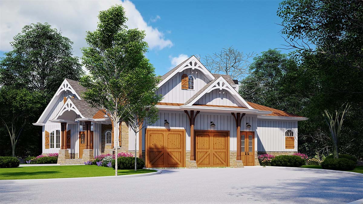Bungalow, Craftsman, New American Style, Ranch Plan with 2512 Sq. Ft., 3 Bedrooms, 2 Bathrooms, 2 Car Garage Picture 2