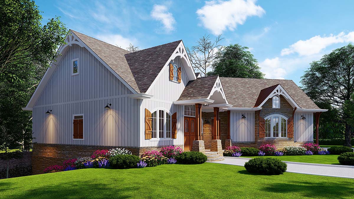 Bungalow, Craftsman, New American Style, Ranch Plan with 2512 Sq. Ft., 3 Bedrooms, 2 Bathrooms, 2 Car Garage Picture 3