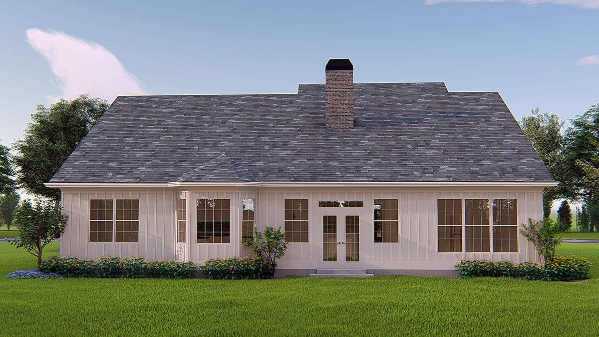 Cottage Ranch Traditional Rear Elevation of Plan 80749