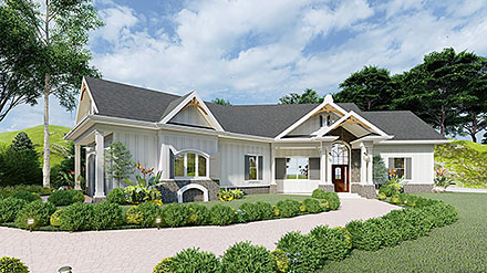 Craftsman New American Style Ranch Elevation of Plan 80750