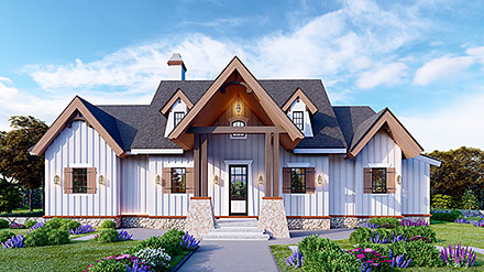New American Style Ranch Elevation of Plan 80751