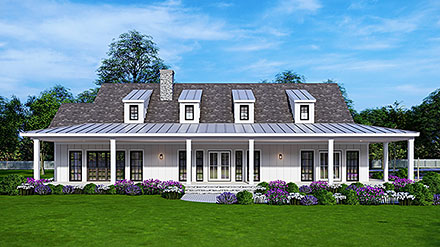 Cottage Country Farmhouse Southern Elevation of Plan 80753