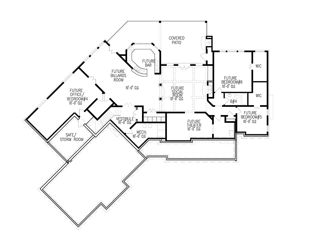 Country Craftsman Farmhouse Southern Traditional Lower Level of Plan 80754