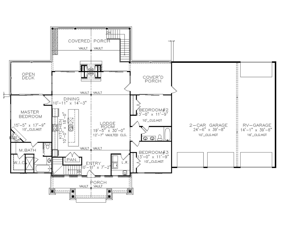 Barndominium Craftsman Farmhouse New American Style Level One of Plan 80755