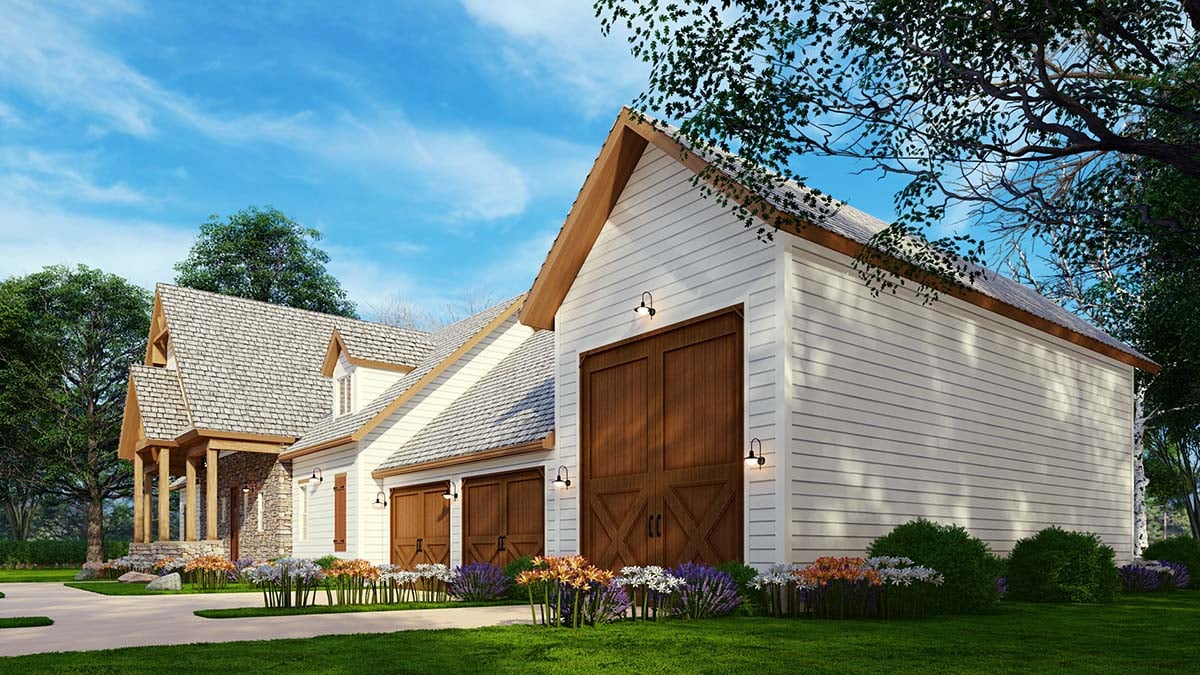 Barndominium, Craftsman, Farmhouse, New American Style Plan with 2142 Sq. Ft., 3 Bedrooms, 3 Bathrooms, 3 Car Garage Picture 2