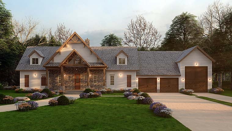Barndominium, Craftsman, Farmhouse, New American Style Plan with 2142 Sq. Ft., 3 Bedrooms, 3 Bathrooms, 3 Car Garage Picture 6