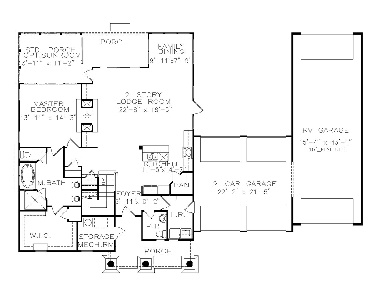 Country Craftsman Farmhouse Level One of Plan 80756