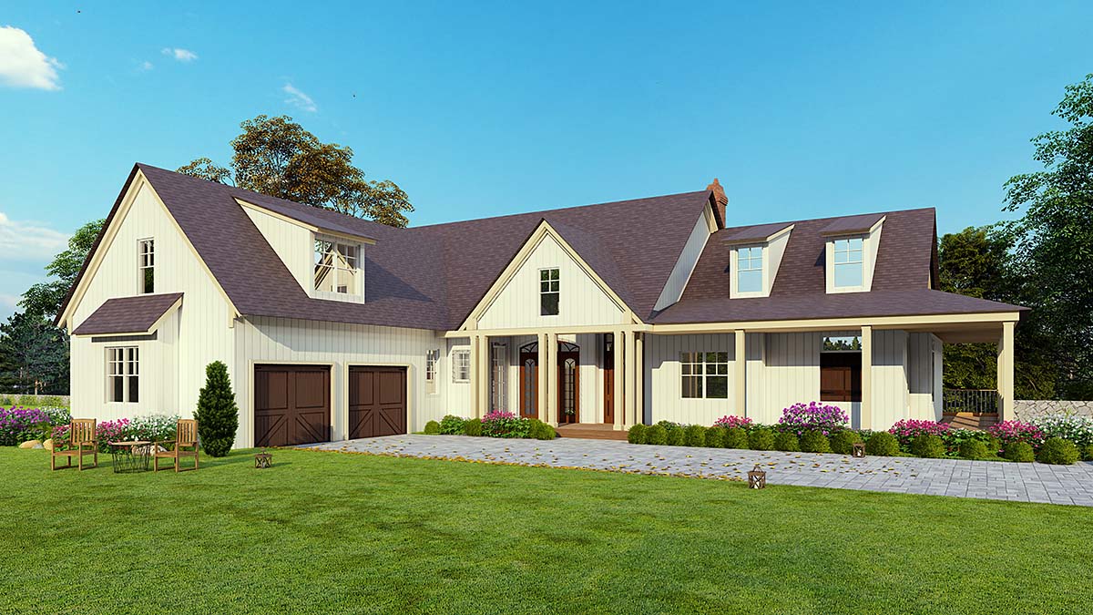 Country, Craftsman, Farmhouse, Southern, Traditional Plan with 3761 Sq. Ft., 2 Car Garage Elevation
