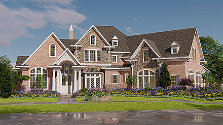 French Country New American Style Traditional Elevation of Plan 80760
