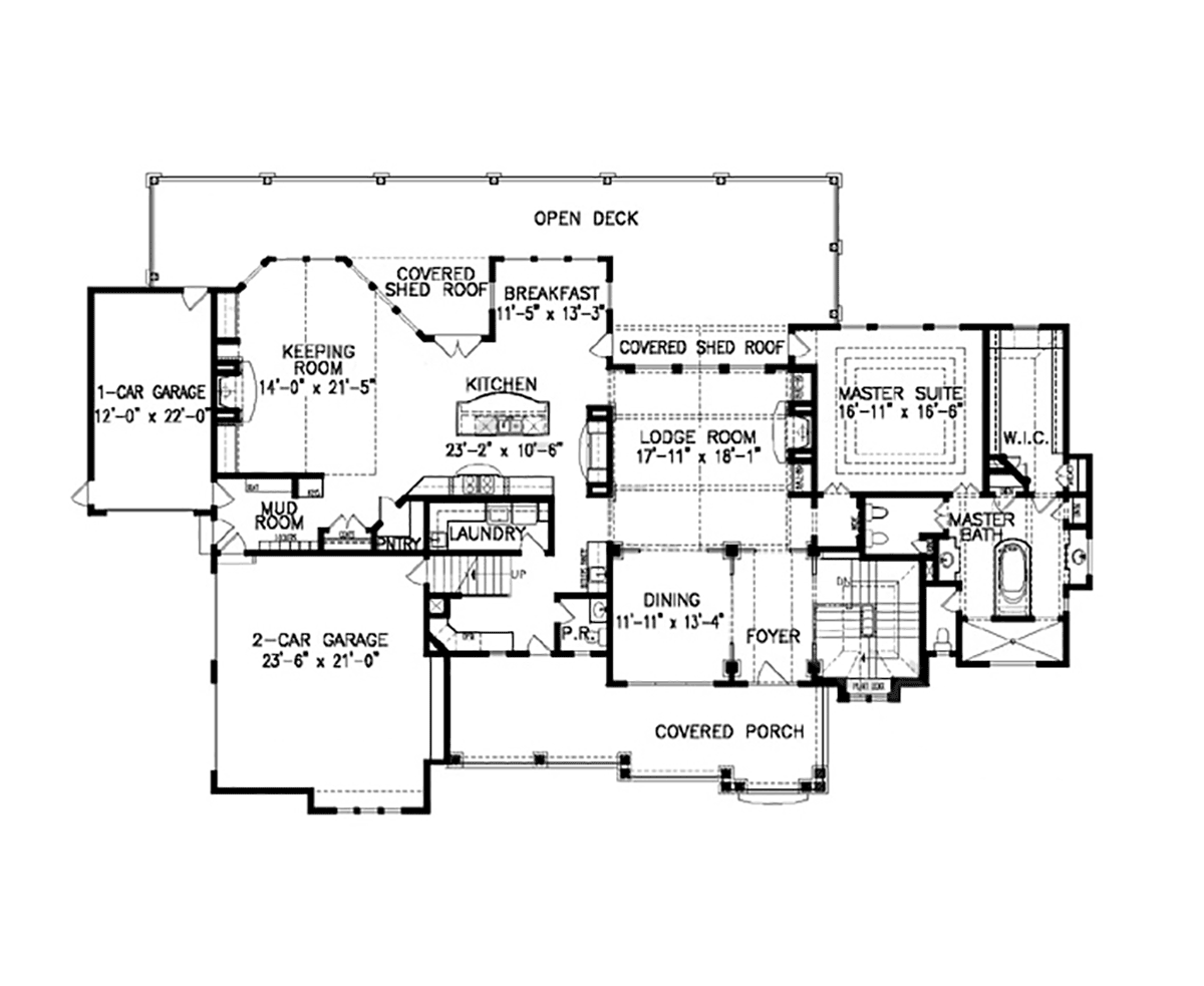 Craftsman New American Style Ranch Traditional Level One of Plan 80761