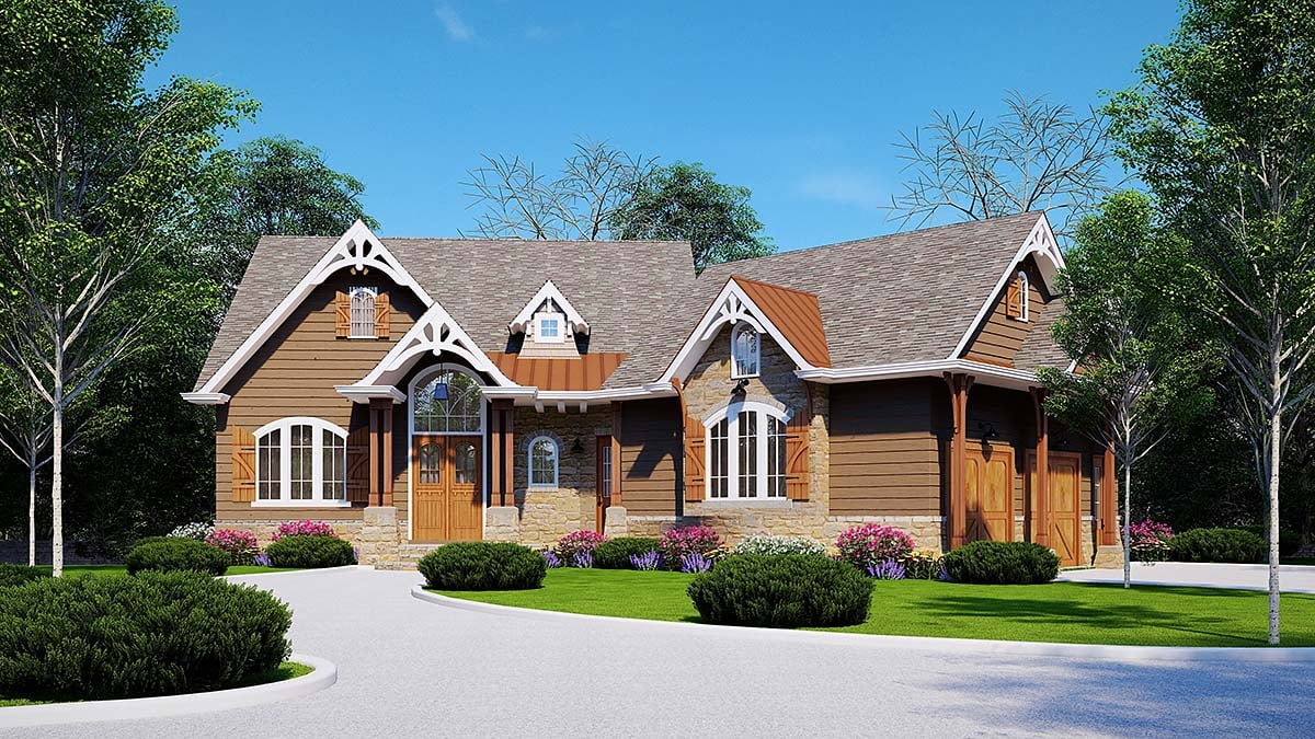 Craftsman, New American Style, Ranch, Traditional Plan with 2512 Sq. Ft., 3 Bedrooms, 2 Bathrooms, 2 Car Garage Elevation