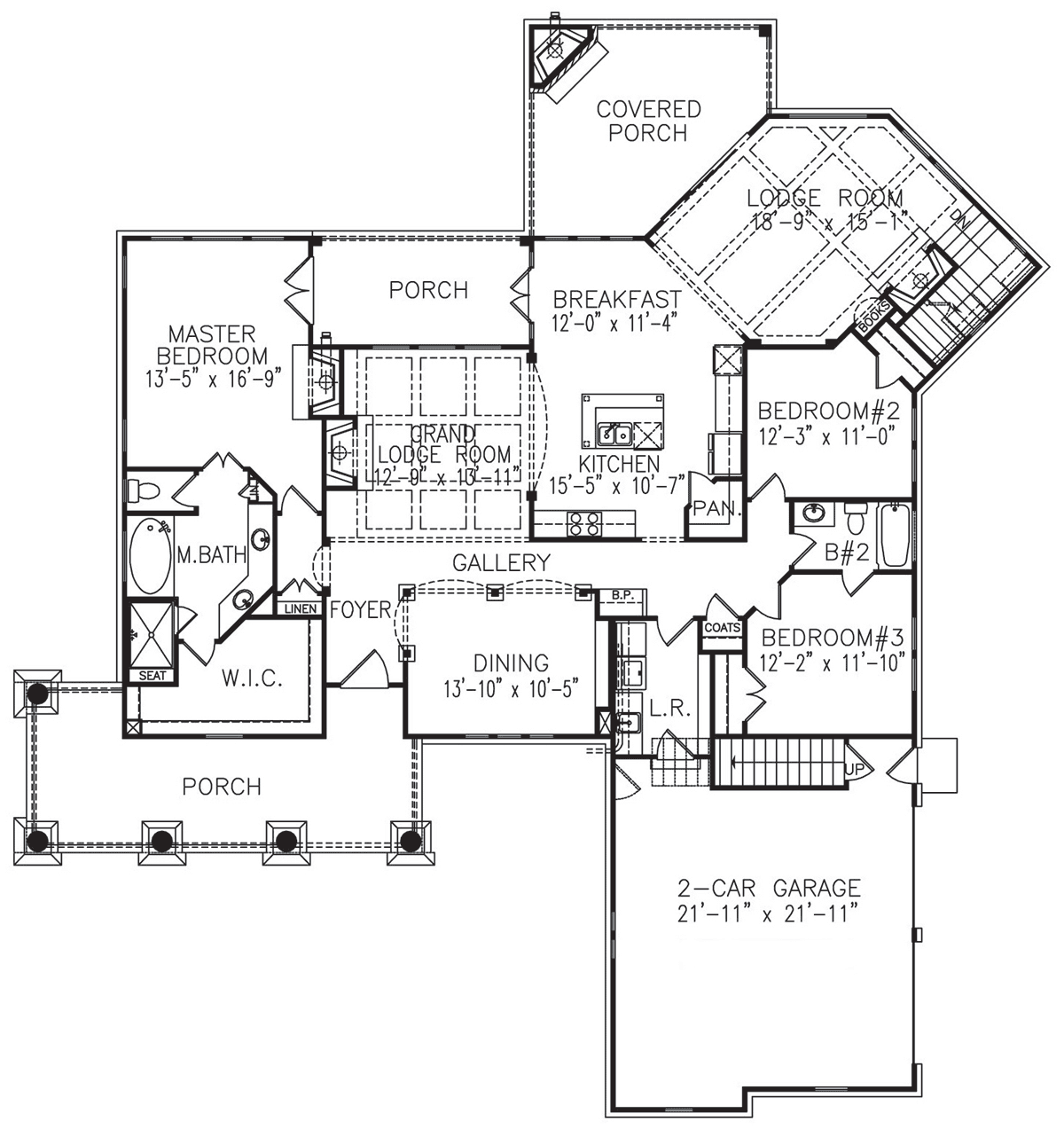 Craftsman Farmhouse Level One of Plan 80763