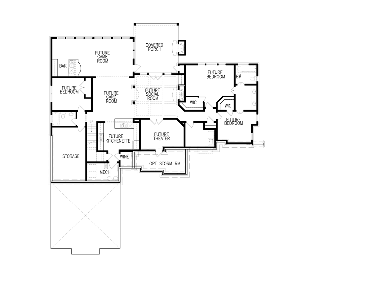 Country Farmhouse New American Style Southern Lower Level of Plan 80765