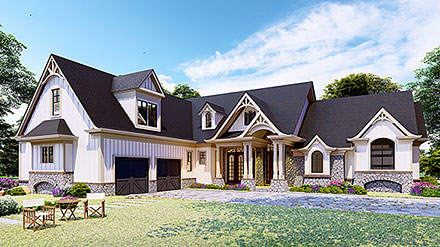 Country Farmhouse New American Style Southern Elevation of Plan 80765