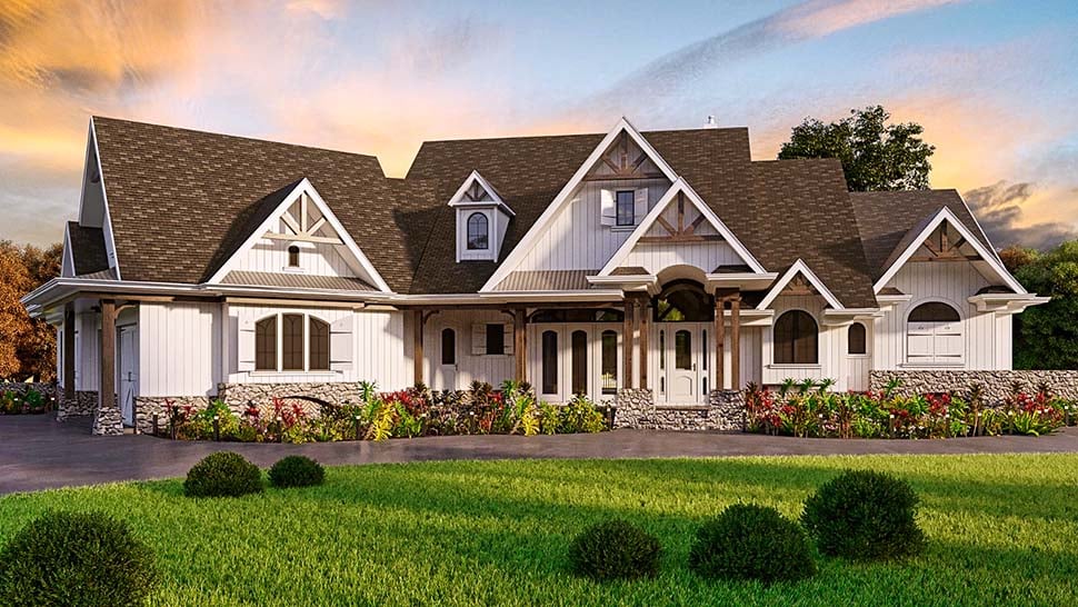 Craftsman, New American Style, Ranch, Traditional Plan with 3773 Sq. Ft., 4 Bedrooms, 5 Bathrooms, 3 Car Garage Picture 4
