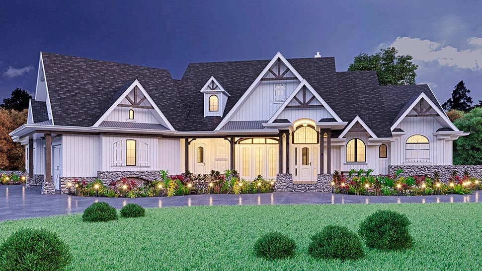Craftsman, New American Style, Ranch, Traditional Plan with 3773 Sq. Ft., 4 Bedrooms, 5 Bathrooms, 3 Car Garage Picture 5