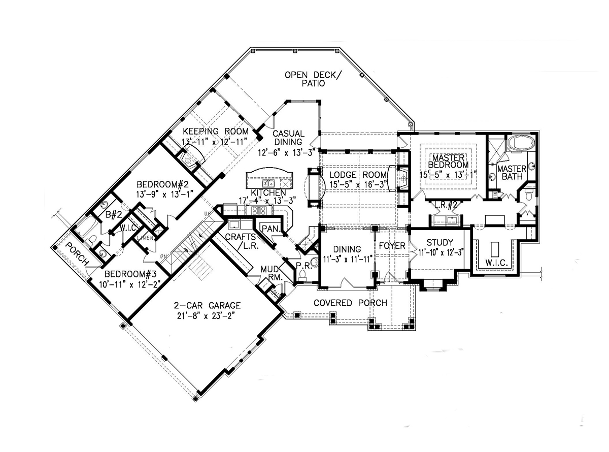 Country Craftsman Farmhouse New American Style Ranch Traditional Level One of Plan 80769