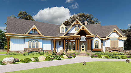 Country Craftsman Farmhouse New American Style Ranch Traditional Elevation of Plan 80769